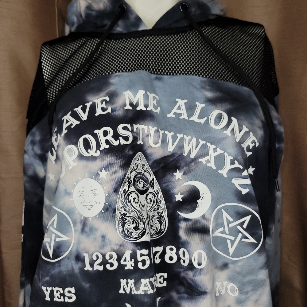Tie-Dye Ouija Graphic Hoodie Sweatshirt - Blue
